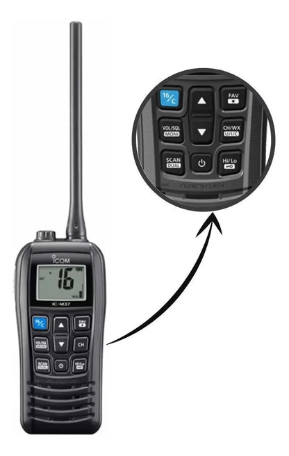 IC-M37 | Rádio VHF Marítimo flutuante de 6 watts
